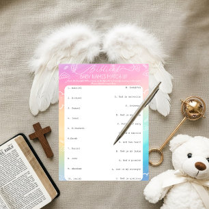 Himmlische Regenbogen Biblische Babynamen Match-Up Einladung