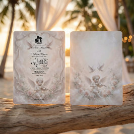 Himmlische Rokoko-Hochzeitswolken des Cherubs Einladung