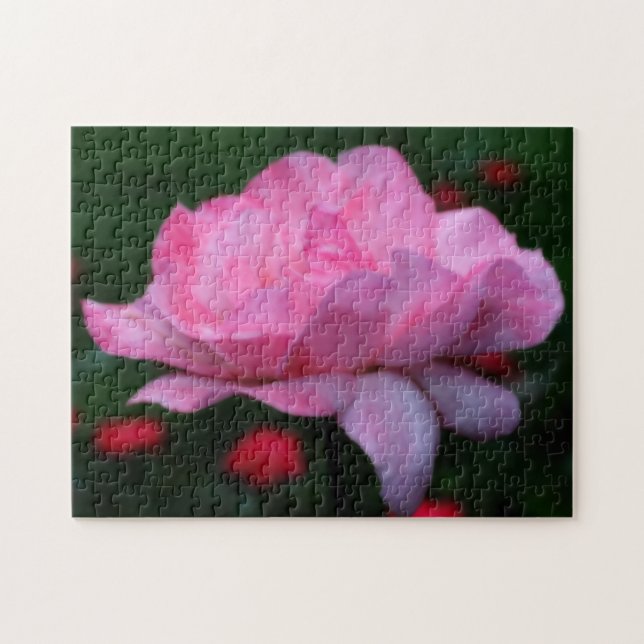 Himmlische Rosa Blume Orton Wirkung Puzzle (Horizontal)