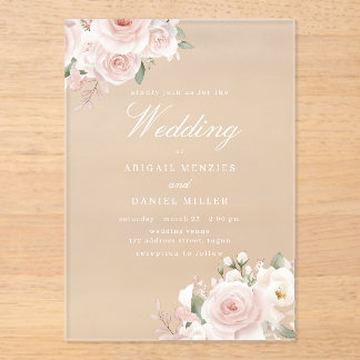 Himmlische Röte Wunderbare Blumige Hochzeit Acryleinladungen