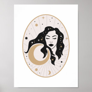 Himmlische schlafende Göttin Mond Magie Mystische  Poster