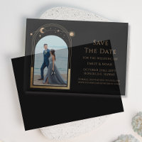 Himmlische Schwarze Goldene Arch Foto Hochzeit