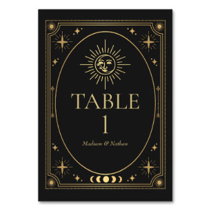Himmlische Schwarze Gothic-Tarot-Hochzeit Tischnummer