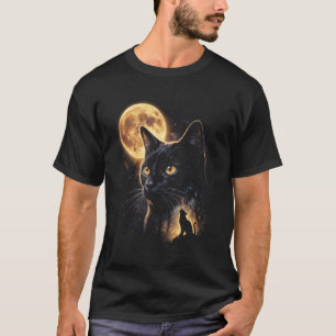 Himmlische schwarze Katze heult den Mond an Vintag T-Shirt
