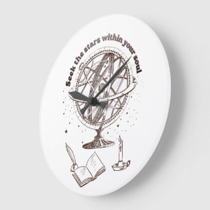 Himmlische Seelenweisheit Vintage-Armillarsphäre Große Wanduhr