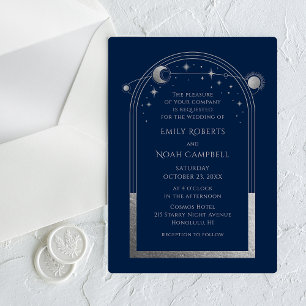 Himmlische Silber-Sonne-Mond-Sterne-Hochzeit Acryleinladungen