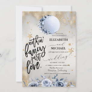 Himmlische Sonne, Blaue Mondrosen Sterne Hochzeit  Einladung