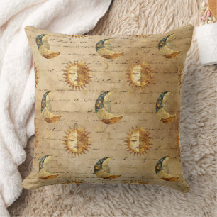 Himmlische Sonne & Mond Gold Sternennacht Muster ( Kissen