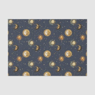 Himmlische Sonne & Mond Gold Sternennacht Muster ( Seidenpapier