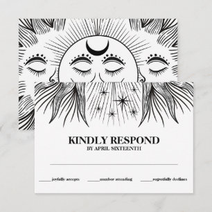 Himmlische Sonne Mond Sterne Boho Handfasting RSVP Begleitkarte