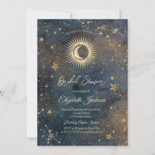 Himmlische Sonne, Mond, Sterne Galaxy Brautparty Einladung