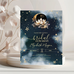 Himmlische Sonne, Mond, Sterne Lotus Nachthimmel B Einladung