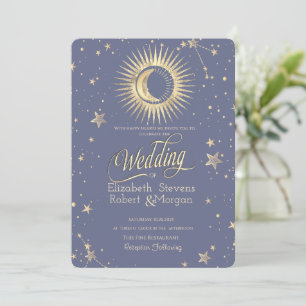 Himmlische Sonne, Mond, Sterne Pastell-Hochzeit   Einladung
