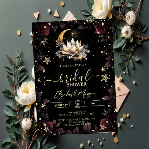 Himmlische Sonne, Mond, Sterne Rosen Brautparty Einladung