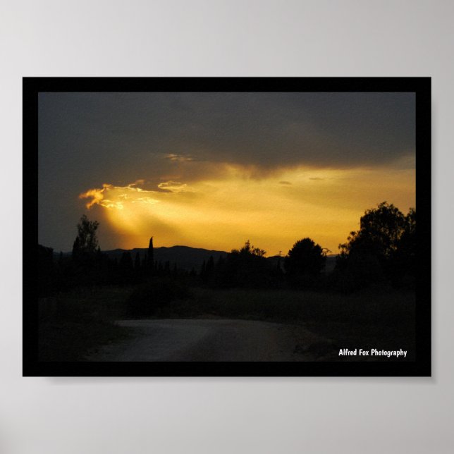 Himmlische Sonnenstrahlen in der Himmelslandschaft Poster (Vorne)