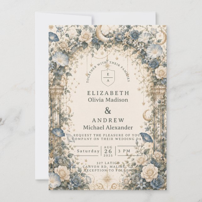 Himmlische Sternengarten-Hochzeit Einladung (Vorderseite)
