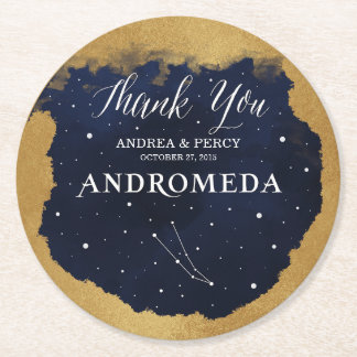Himmlische Sternennacht Konstellation Andromeda Runder Pappuntersetzer