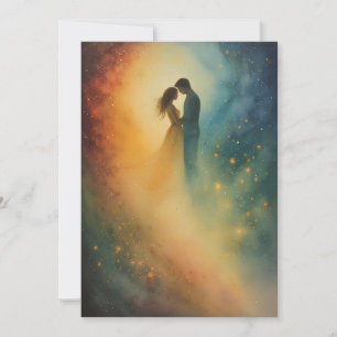 Himmlische Umarmung Aquarell-Kunst, Paar Einladung