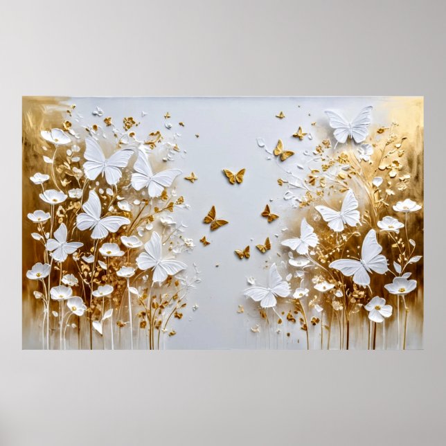 Himmlische, verträumte Blume und Schmetterlinge #3 Poster (Vorne)