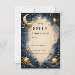 Himmlische Vintage-Kosmik RSVP Karte