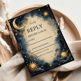 Himmlische Vintage-Kosmik RSVP Karte