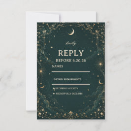 Himmlische Vintage-Kosmische Eleganz RSVP Karte