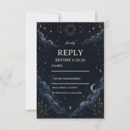 Himmlische Vintage-Kosmische Eleganz RSVP Karte