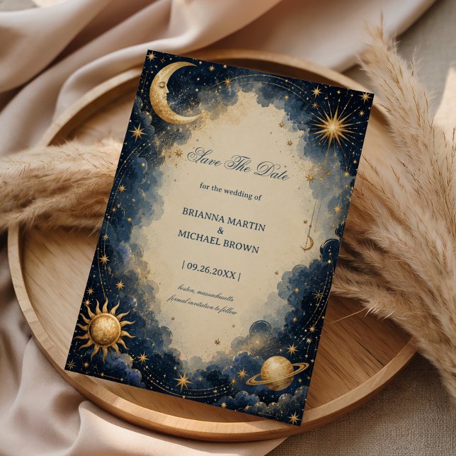 Himmlische Vintage Romantische Kosmische Save The Date (Von Creator hochgeladen)