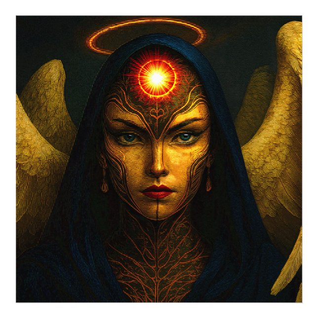 Himmlische Wächter Engel - Glasbaustein Stil Fotodruck (Vorne)