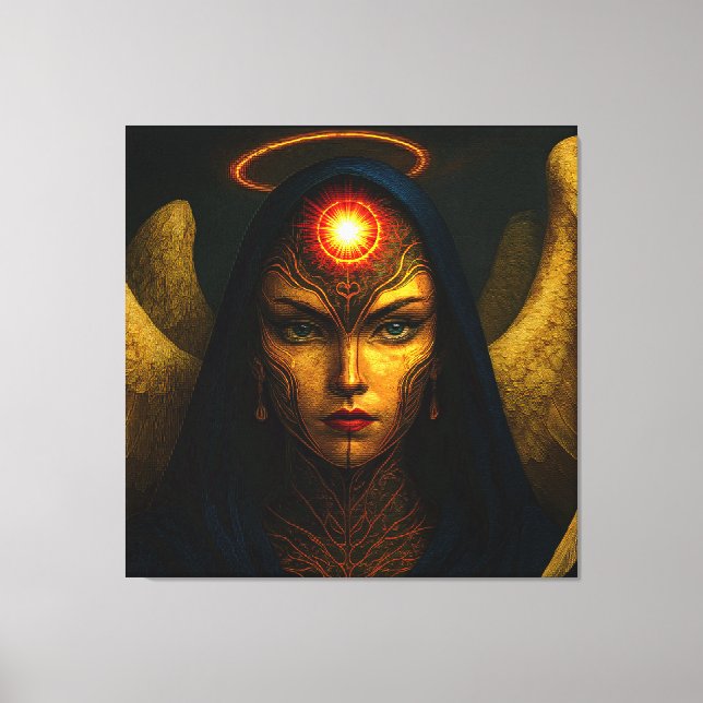 Himmlische Wächter Engel - Glasbaustein Stil Leinwanddruck (Vorderseite)