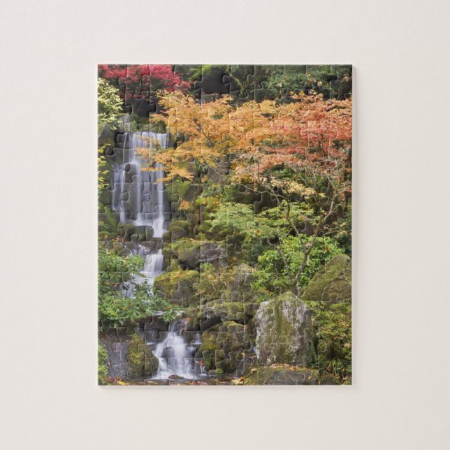 Himmlische Wasserfälle und Herbstfarben Puzzle (Vertikal)
