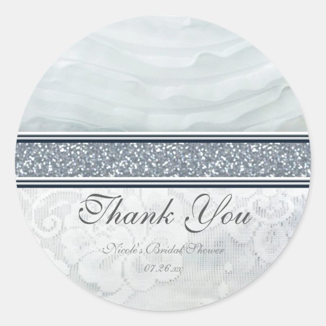 Himmlische White Ruffles & Lace Wedding Stickers (Vorderseite)
