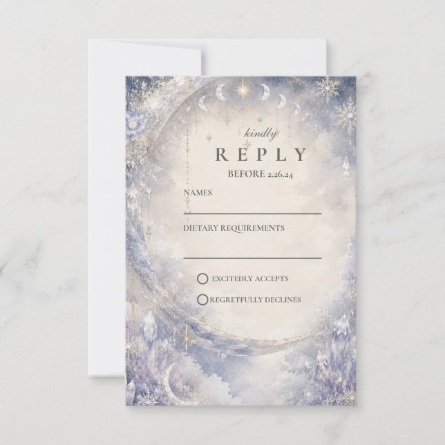 Himmlische Winterhochzeit RSVP Karte (Vorderseite)