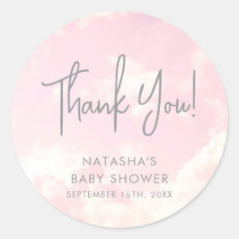 Himmlische Wolken Kinderdusche Danke Runder Aufkleber