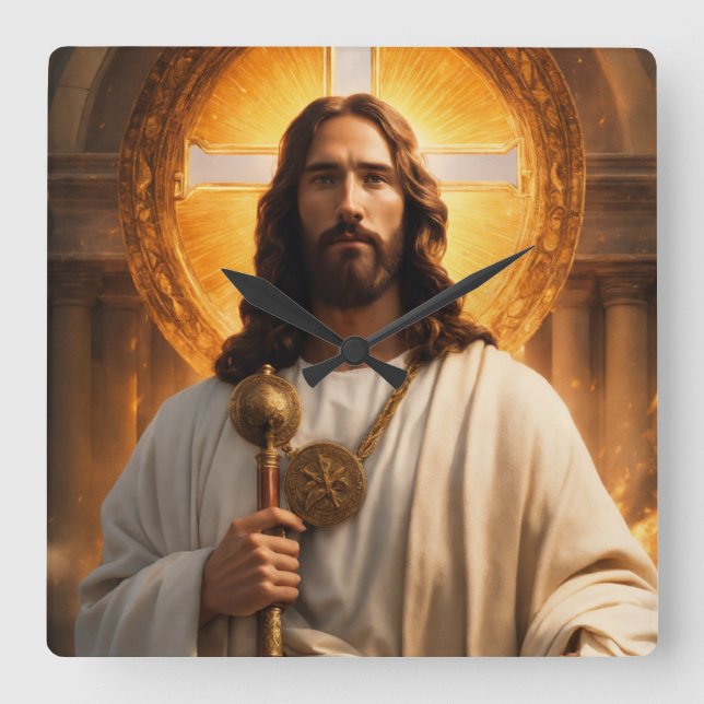 "Himmlische Zeit" Quadratische Wanduhr (Vorderseite)