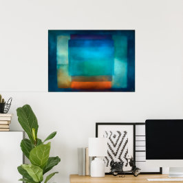 Himmlische Zen-Gezeitenstille Blaue Farbflächenabs Poster