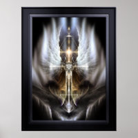 Himmlischer Angel Wing Cross Black Fraktal Art