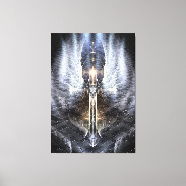 Himmlischer Angel Wing Cross Canvas Print Jagdweg Leinwanddruck (Vorderseite)