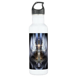 Himmlischer Angel Wing Cross Fraktal Art Trinkflasche