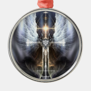 Himmlischer Angel Wing Cross Fraktal Premium Ornam Ornament Aus Metall