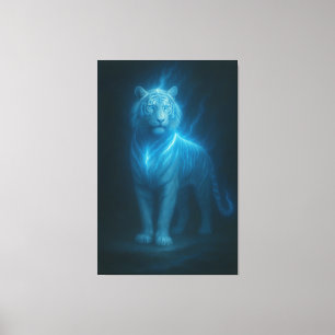 Himmlischer Azurweißer Tiger – High-End Fantasy-Ku Leinwanddruck