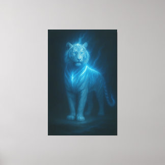 Himmlischer Azurweißer Tiger – High-End Fantasy-Ku Leinwanddruck