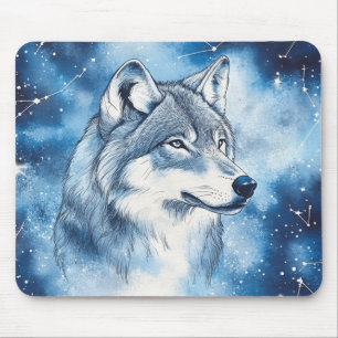 Himmlischer Blauwolf-Kosmik-Konstellation Mousepad