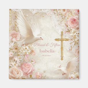 Himmlischer Blush & Gold Quinceañera, individuell Magnet