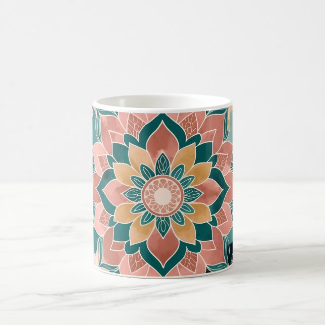 Himmlischer Boho-Lotus-Traum-Becher | Rosa Kaffeetasse (Mittel)