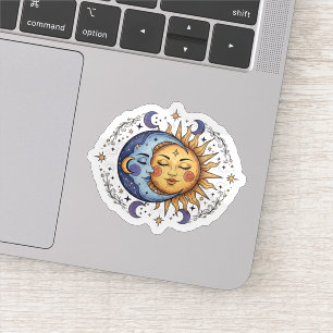 Himmlischer Boho Sonne und Mond Spiritueller Aufkl Aufkleber