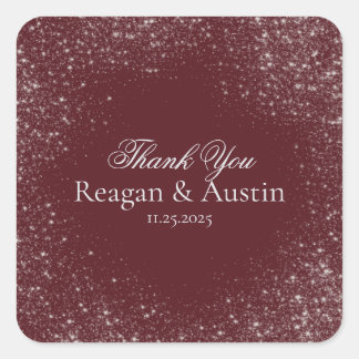 Himmlischer Burgunder Starlight Dankeschön Aufkleb Quadratischer Aufkleber