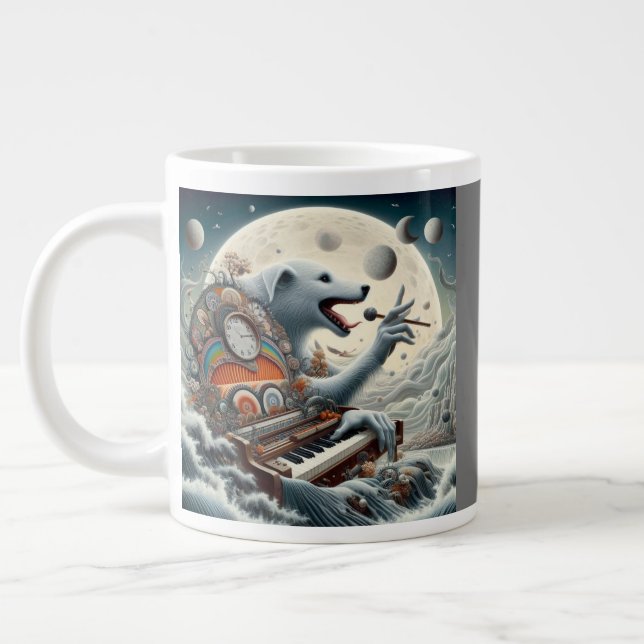 Himmlischer Canis Pianist Jumbo-Tasse (Links)