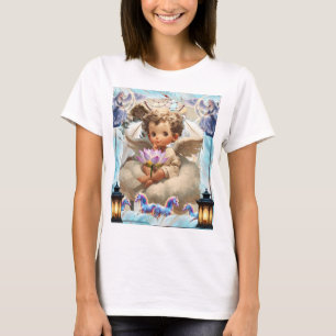 Himmlischer Cherub Engel Lotusblume Ätherische F T-Shirt