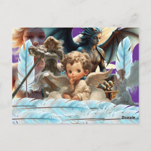 Himmlischer Cherub & Fantasy Guardians Kunstpostka Postkarte